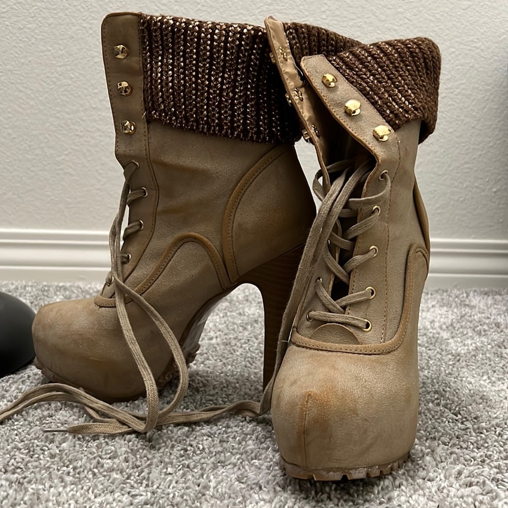 Tan Sweater Neck Boots